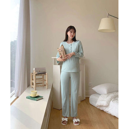 MUMMY.cc:孕婦羅紋花邊哺乳舒適睡衣