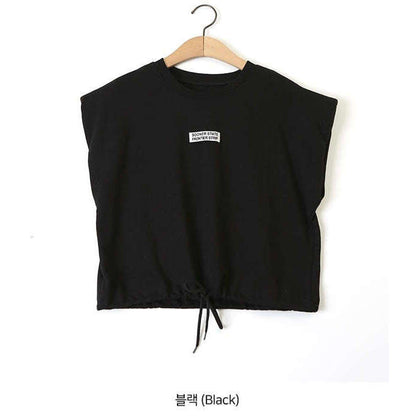 無袖抽繩墊肩休閒Tee