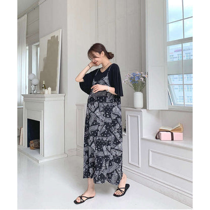 MUMMY.cc:孕婦民族風涼爽吊帶連身裙