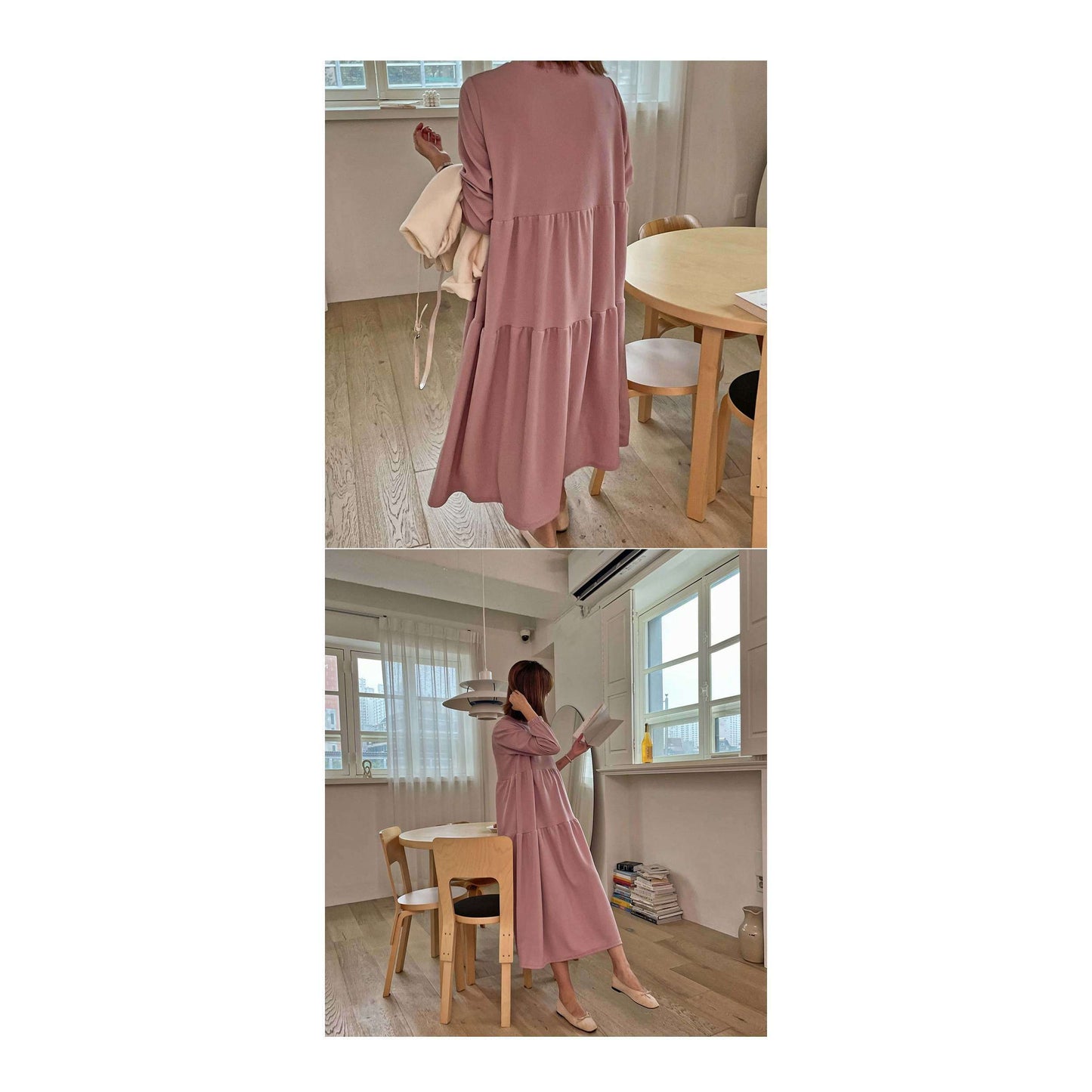 MUMMY.cc:Maxi long sleeve layered dress