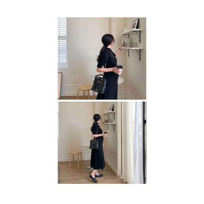 MUMMY.cc:修身柔軟半樽領短袖連身裙