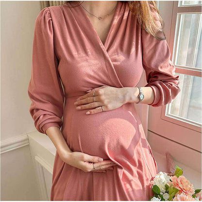 MUMMY.cc:包裹哺乳柔軟綁結孕婦連身裙