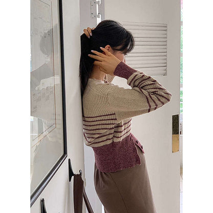 模特兒實穿黑色高腰中長半截裙（側開叉），配灰色襯衫及黑色平底鞋｜孕婦高腰彈性側開叉半截裙（第 8 張）