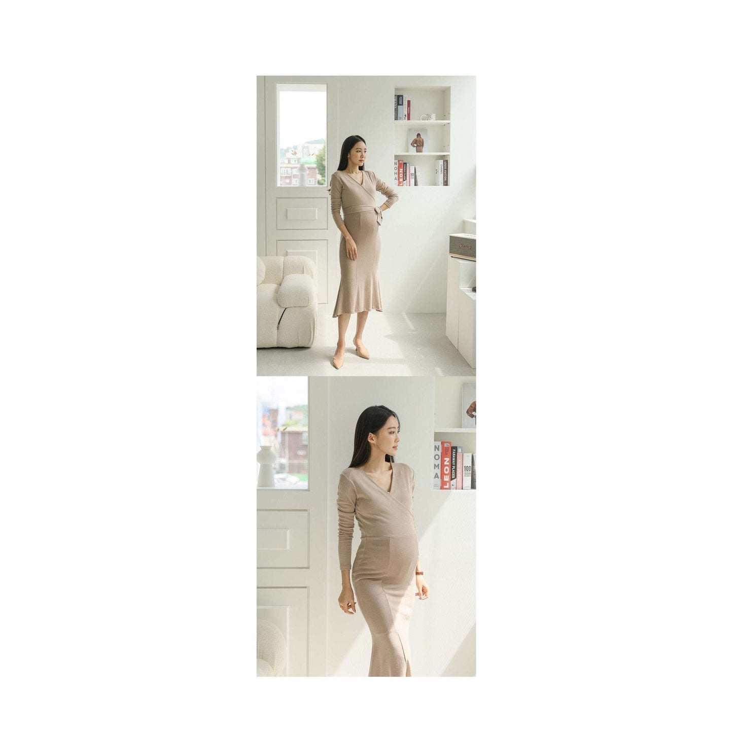MUMMY.cc:優雅包裹貼身2-way綁帶連身裙（孕早中期）