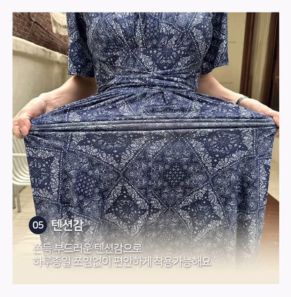 孕婦民族風裹式綁帶連身裙