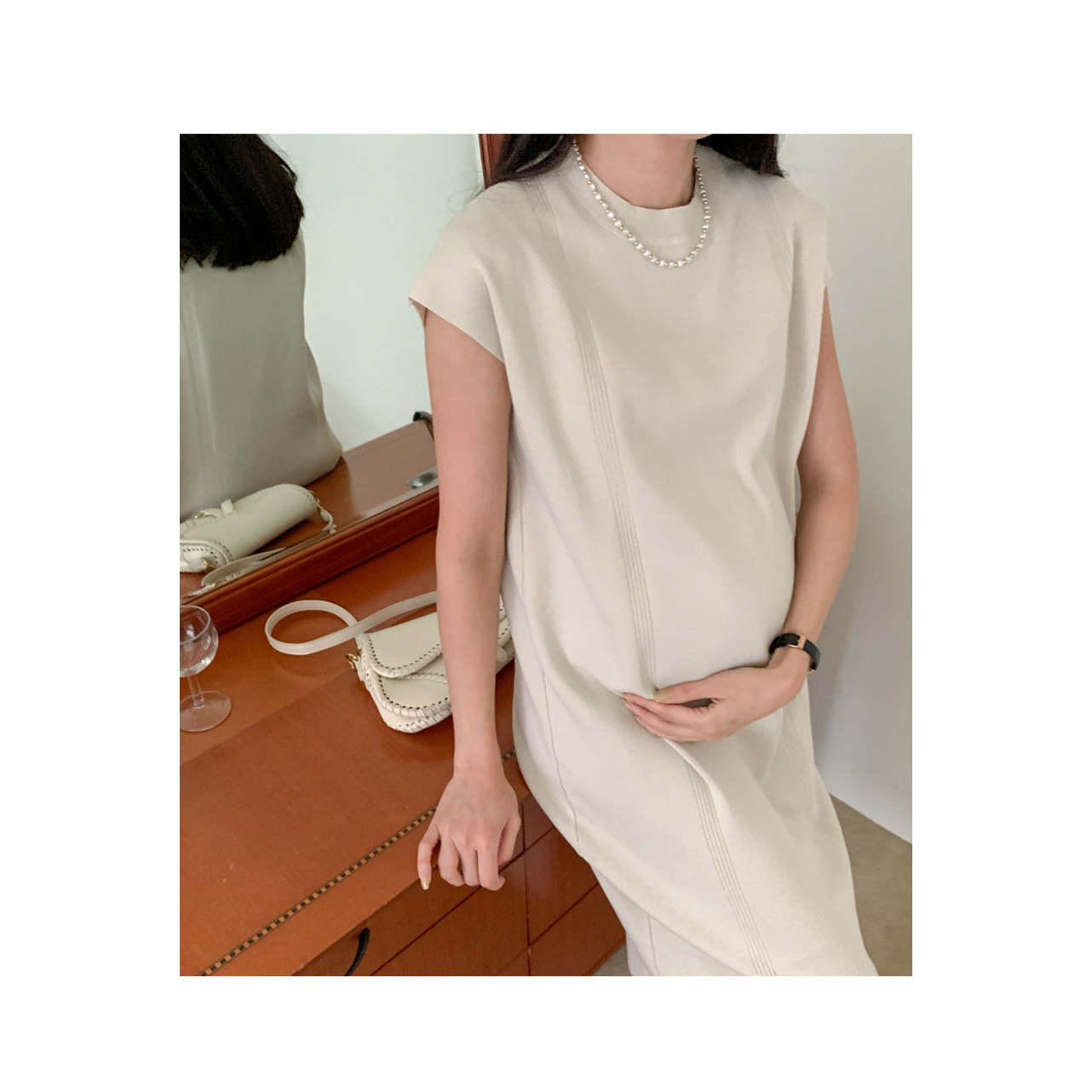 羅紋披肩開衫孕婦裙套裝