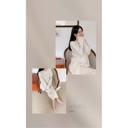 羅紋披肩開衫孕婦裙套裝