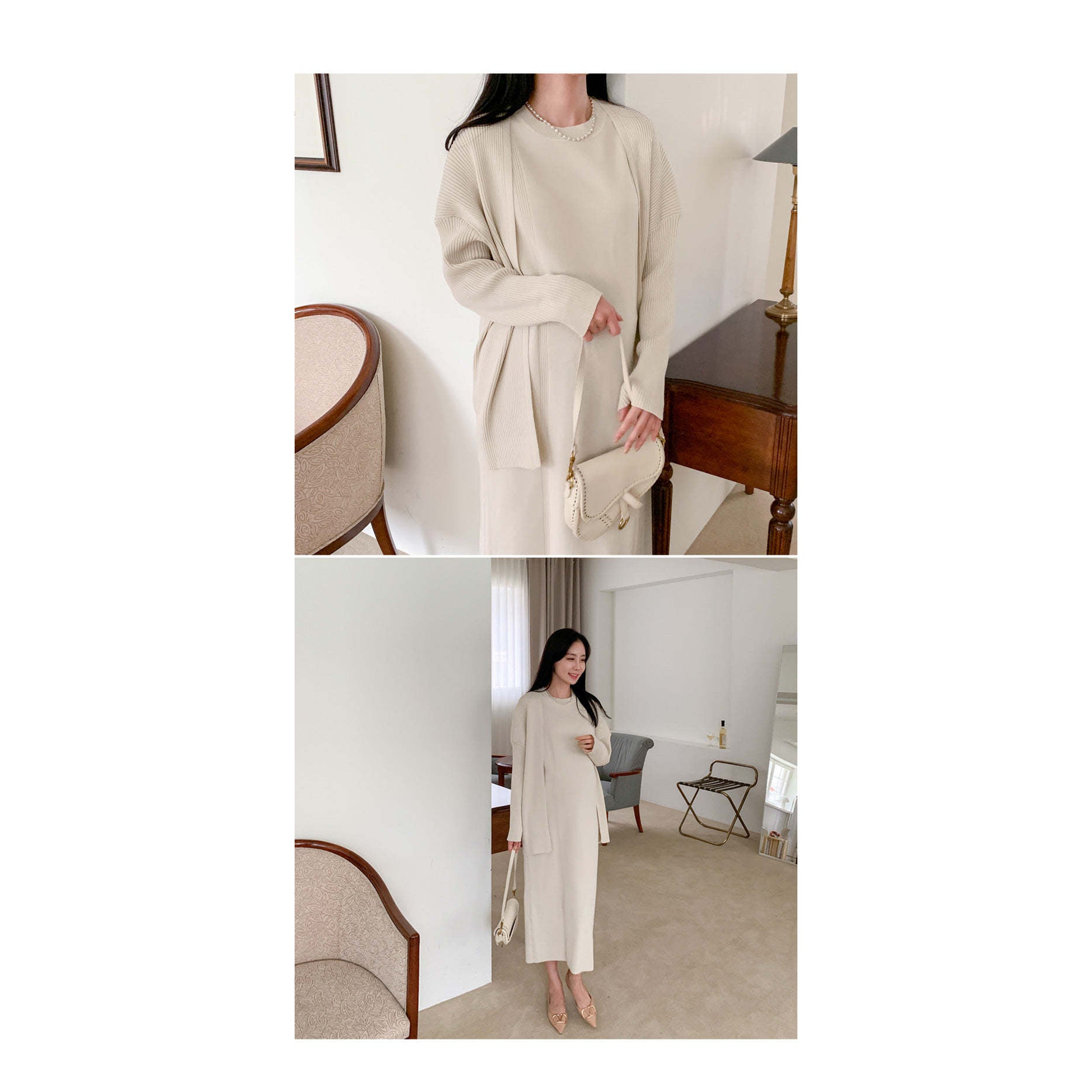 羅紋披肩開衫孕婦裙套裝