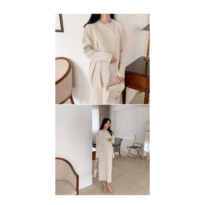 羅紋披肩開衫孕婦裙套裝