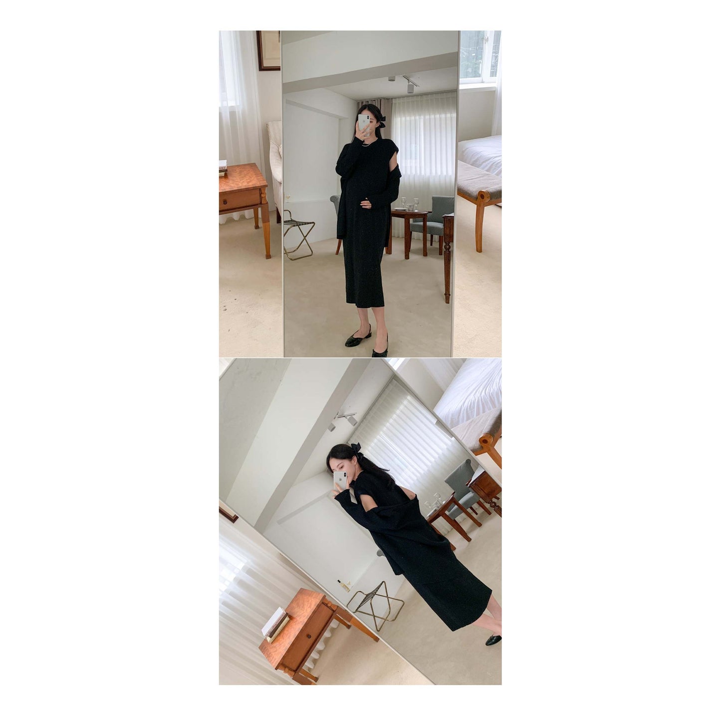 羅紋披肩開衫孕婦裙套裝