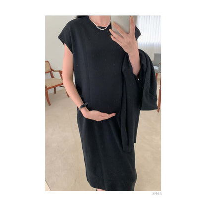 羅紋披肩開衫孕婦裙套裝